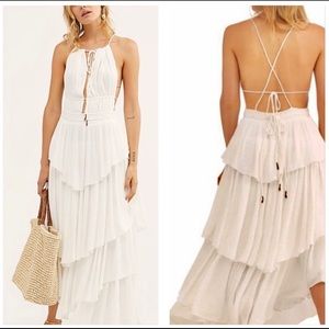 FREE PEOPLE Tiered Gauze Beach Gypsy Dress